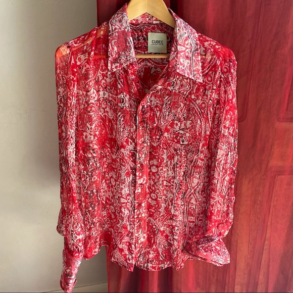 CUBEC 100% silk abstract blouse (16)